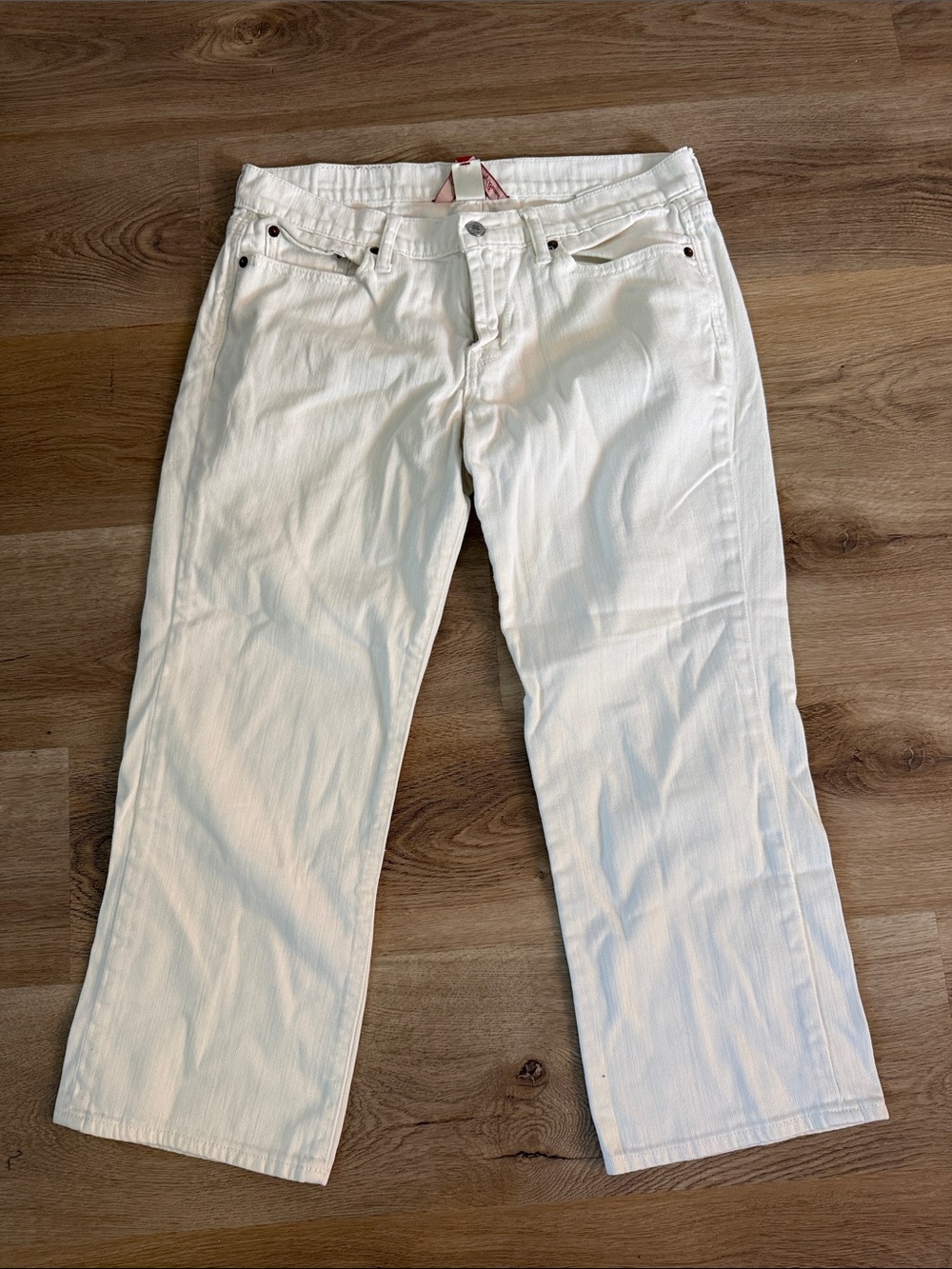Lucky Brand Women's Off White Cropped Straight-Leg Jeans size 10